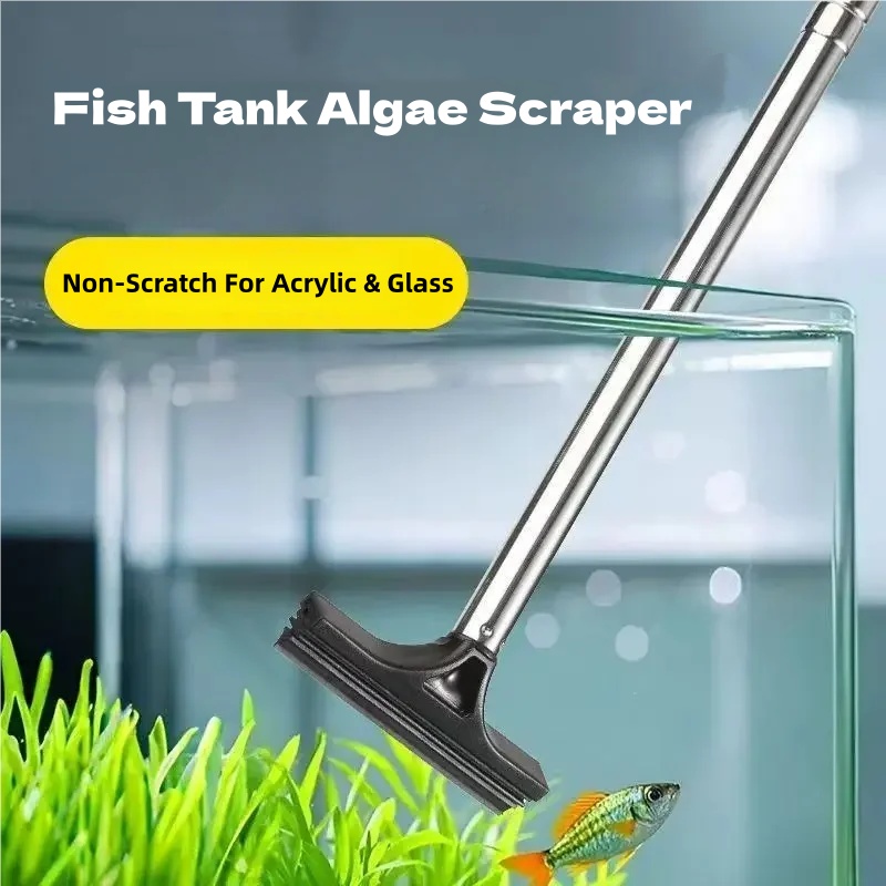 Marine Aquarium Glass Cleaner - Telescopische aquarium algenkrabber van roestvrij staal